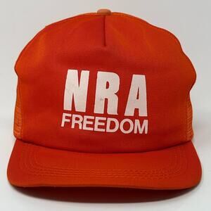 Vintage NRA Freedom Trucker Hat Baseball Cap National Rifle Association Orange